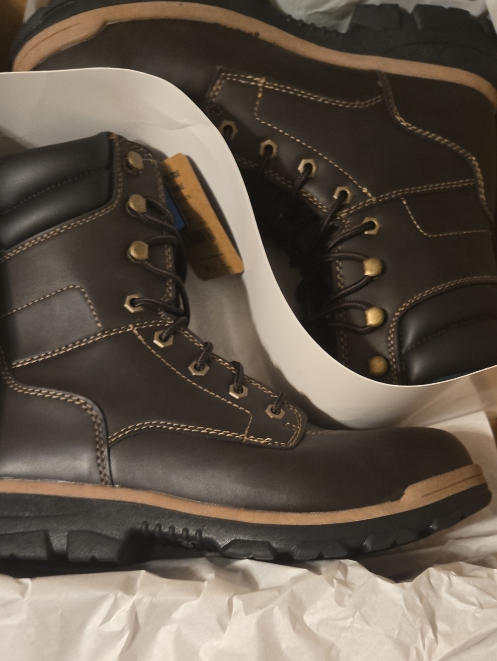 Brahma Steel Toe Work Boots Box in Brown and Black